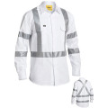 Hi-Vis Taped White Long Sleeve Drill Shirt