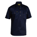 Closed Front Mens Cotton Drill Shirt - Short Sleeve