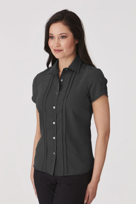City Stretch Spot Ladies Cap Sleeve Shirt