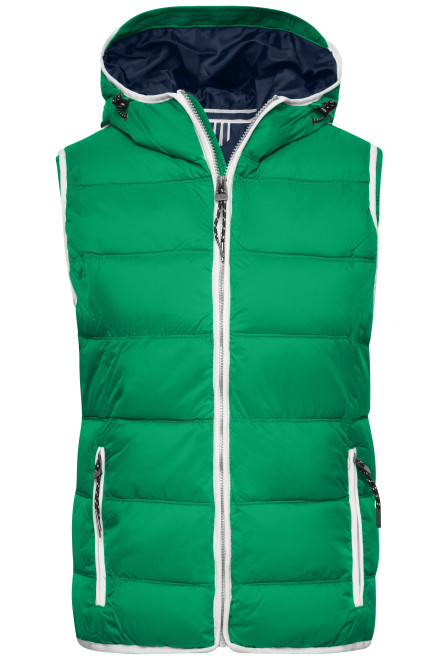 Hooded Wide Quilt Ladies Puffer Vest