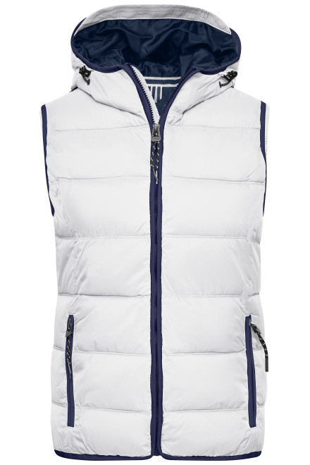 Hooded Wide Quilt Ladies Puffer Vest