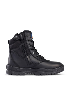 High Zip Sided Lace Up Black Full Grain Leather Safety Boot