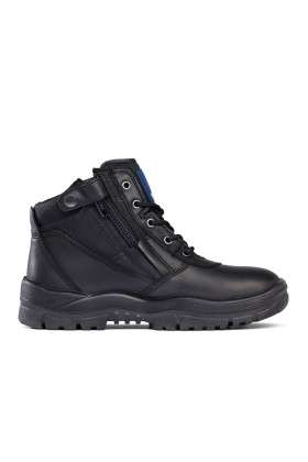 Zip Sided Lace Up Black Kip Leather Safety Boot